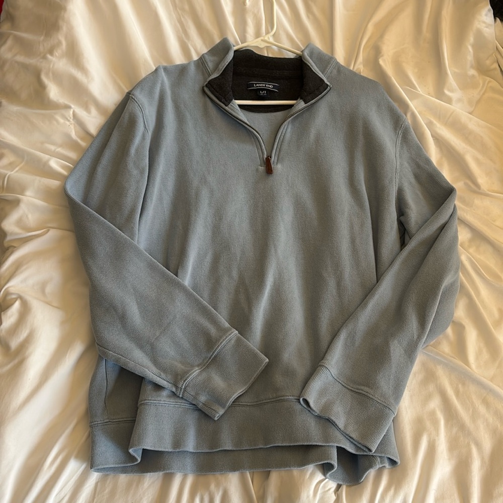 Pale Blue Lands End Quarter Zip